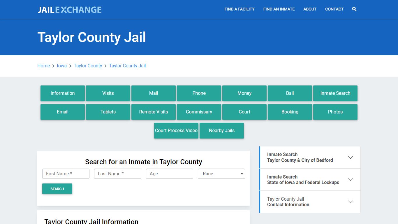 Taylor County Jail Roster Lookup, IA, Inmate Search