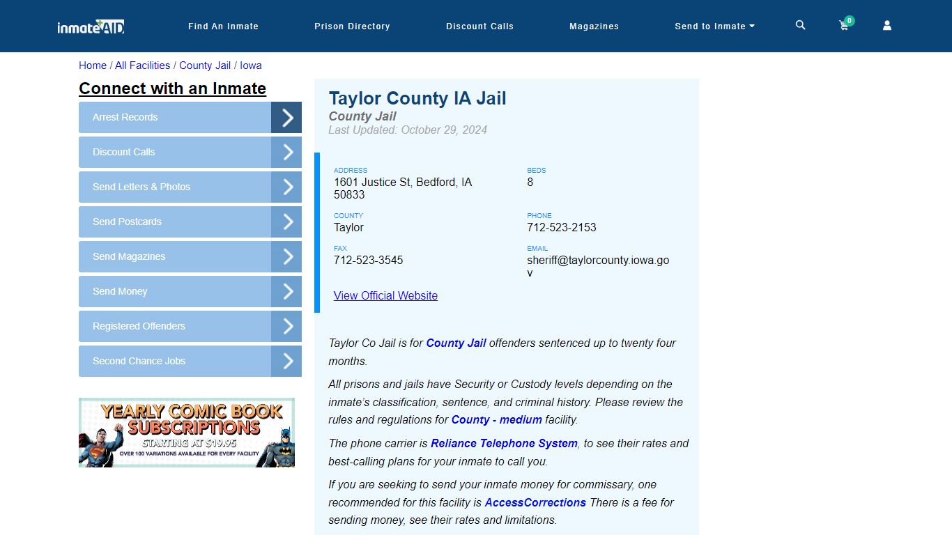 Taylor County IA Jail - Inmate Locator